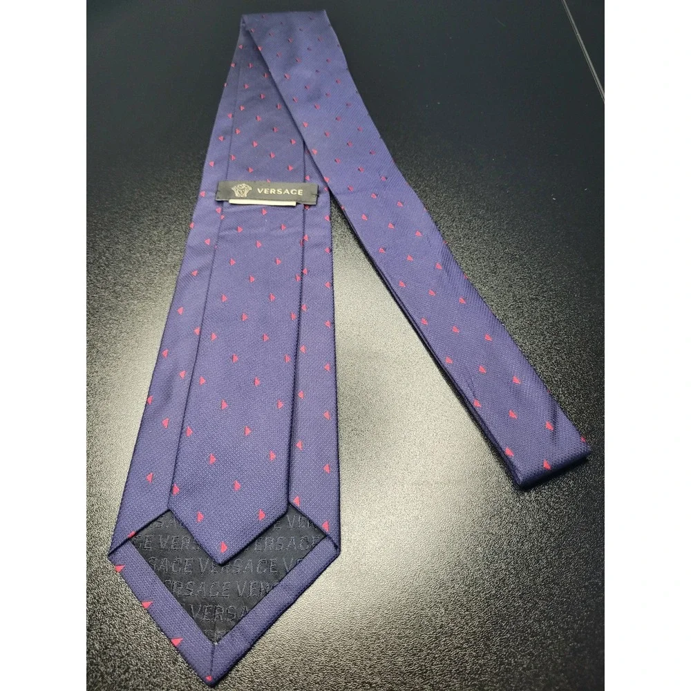 Versace Men's Necktie Purple Geometric Silk 3.75